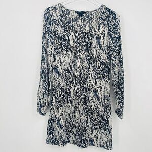 Express Size XS Black & White Long Sleeve Abstract Print Silk Mini Shift Dress